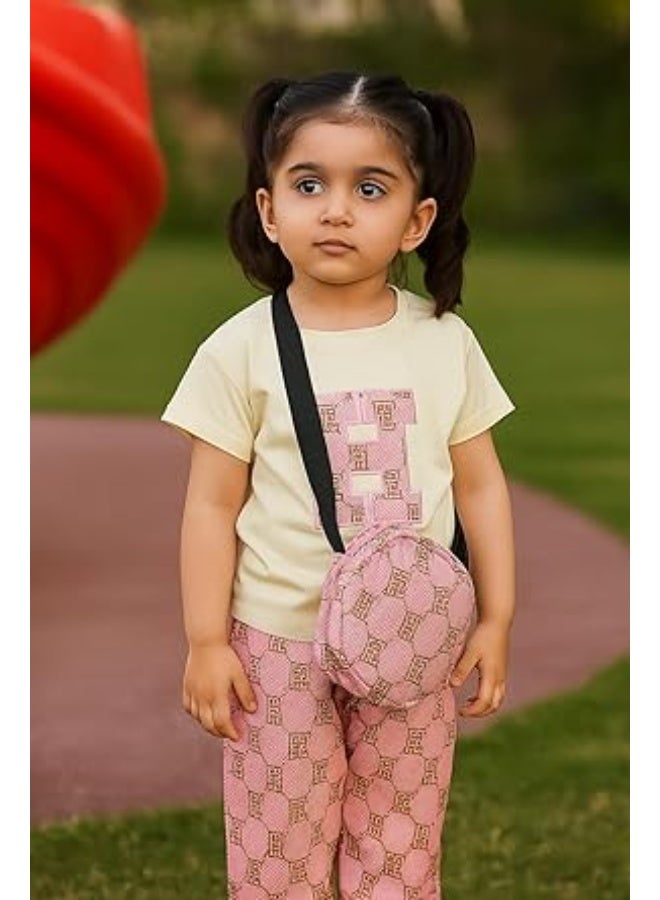 MINIIMODZ MINII MODZ HPL Pink Pouch Girl Pant Top Set with Sling Bag | Ethnic Inspired Clothes | Ethnic Sets for Girls | Best Gift for Diwali - Image 5